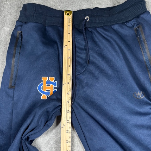 Jian Wang Mens Large Navy Jogger Sweatpants HC Logo Zipper Pockets - Picture 8 of 10